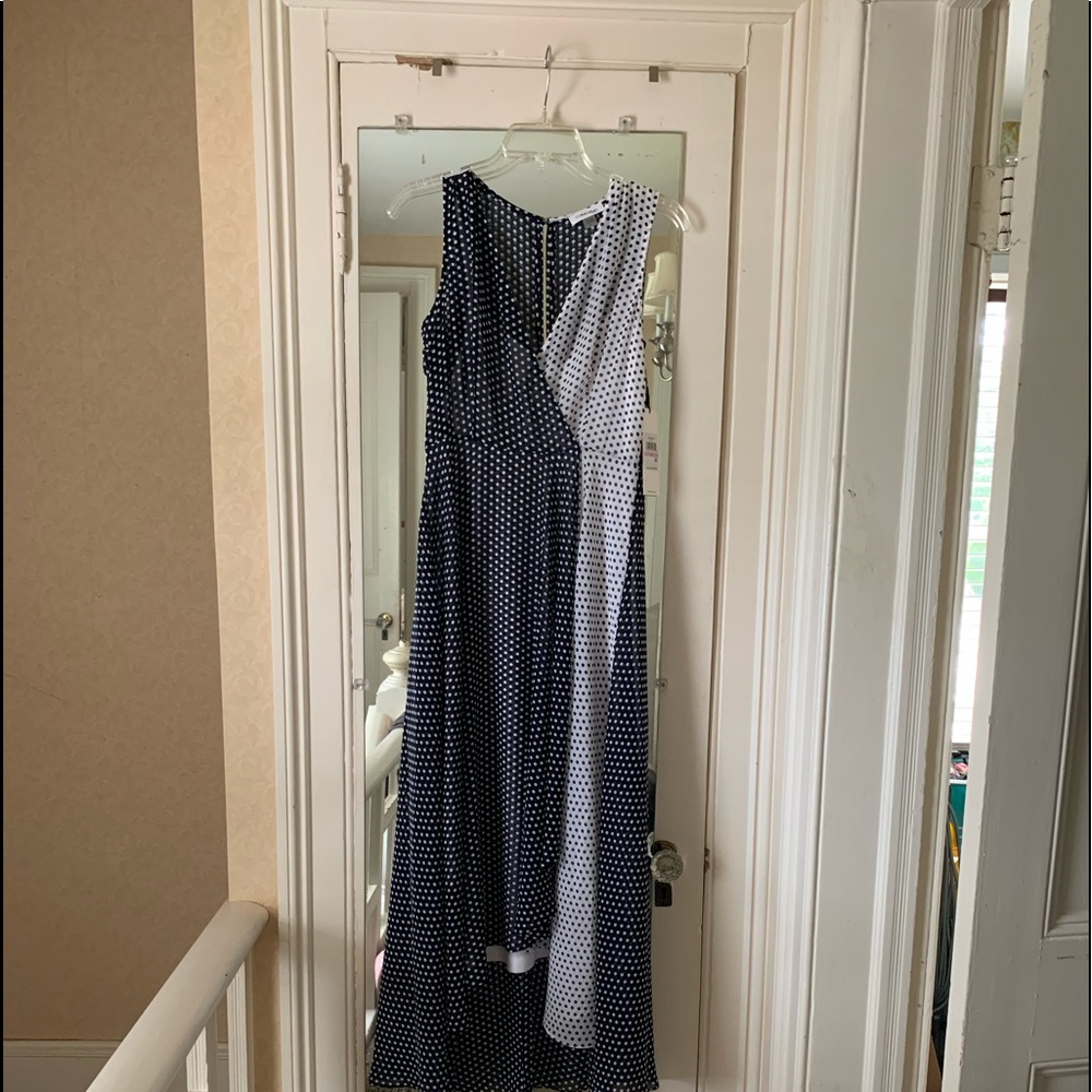 Calvin Klein Women’s Dress, Navy/White polka dot, sz 6, NWT
